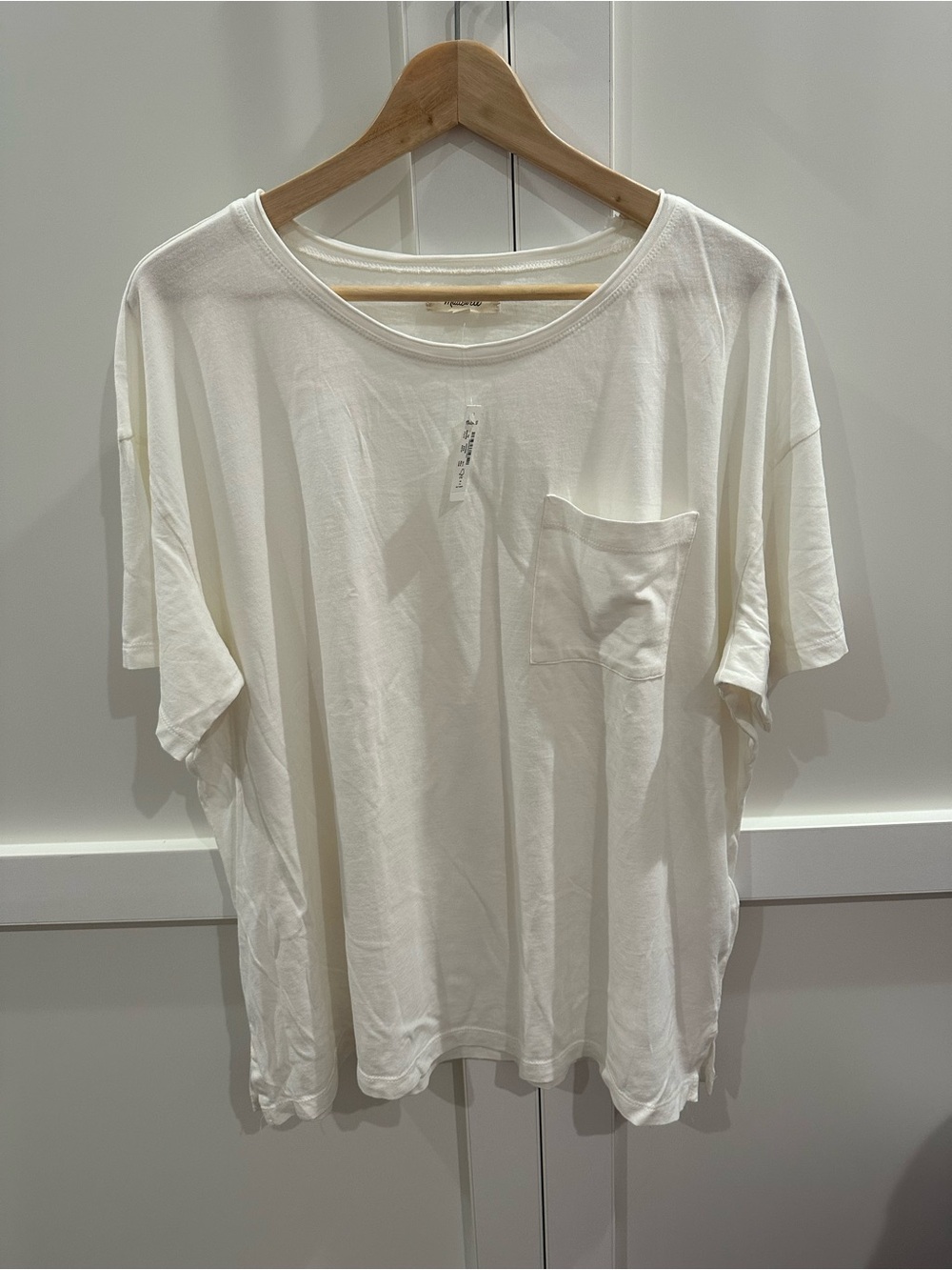 Madewell Perfect Off-White 100% Cotton Short-Sleeve Pocket Tee XL